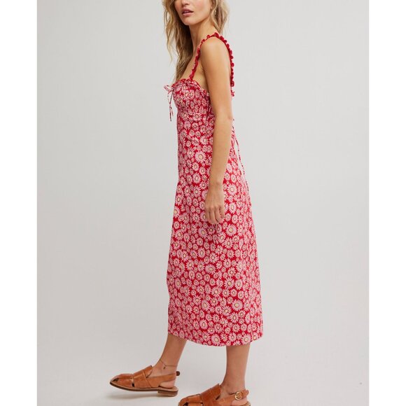 🎉LAST CHANCE🎉 FREE PEOPLE Lucinda Printed Midi / Tomato Daisy - Picture 2 of 6